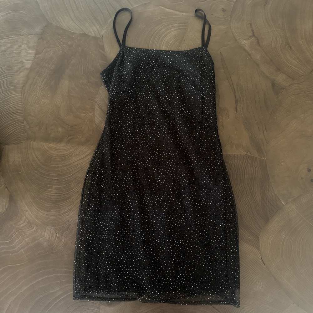 Hello Molly Black Mini Dress with Dotted Pattern